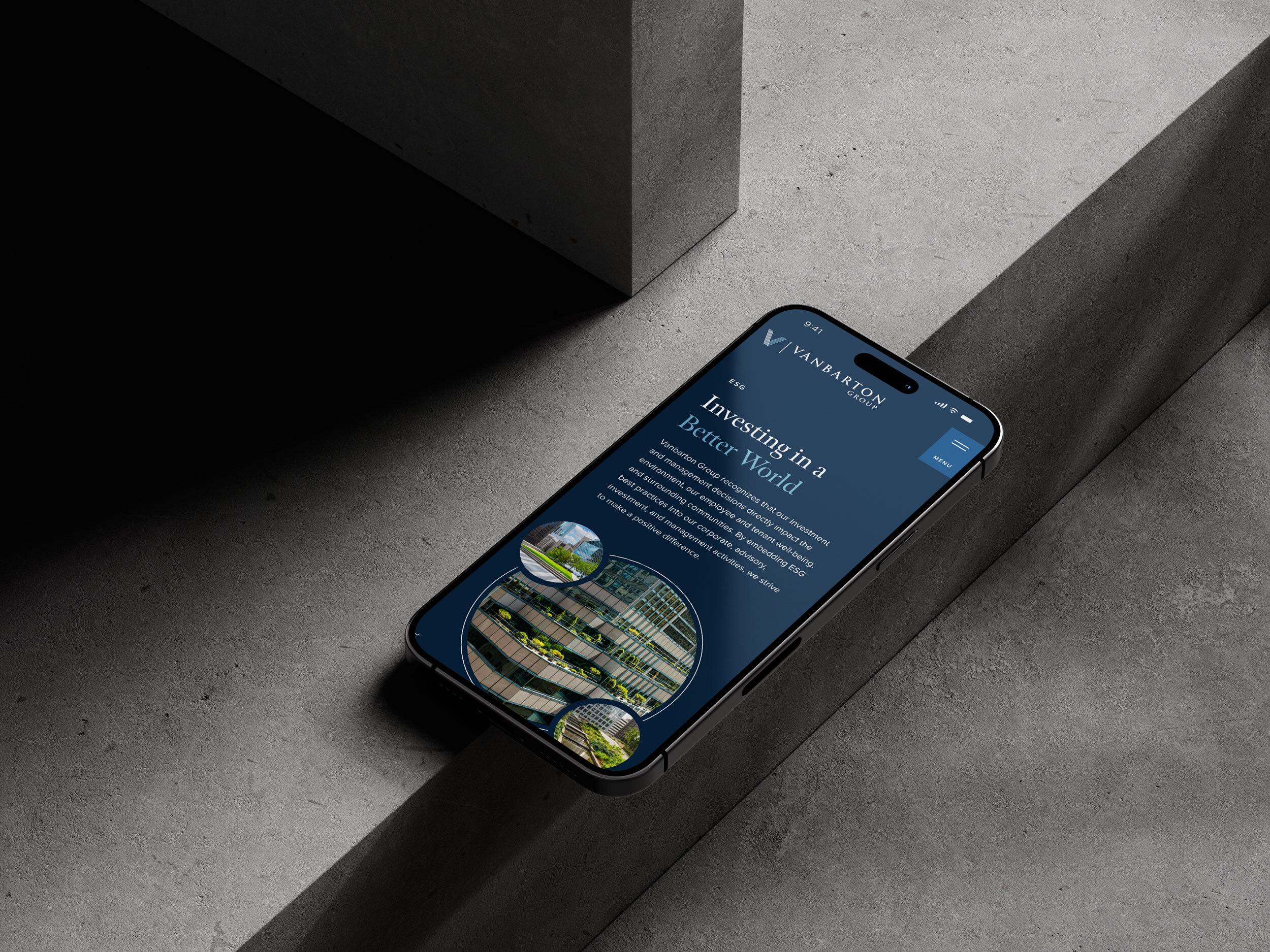 Mobile web design for Vanbarton Group by Terrain